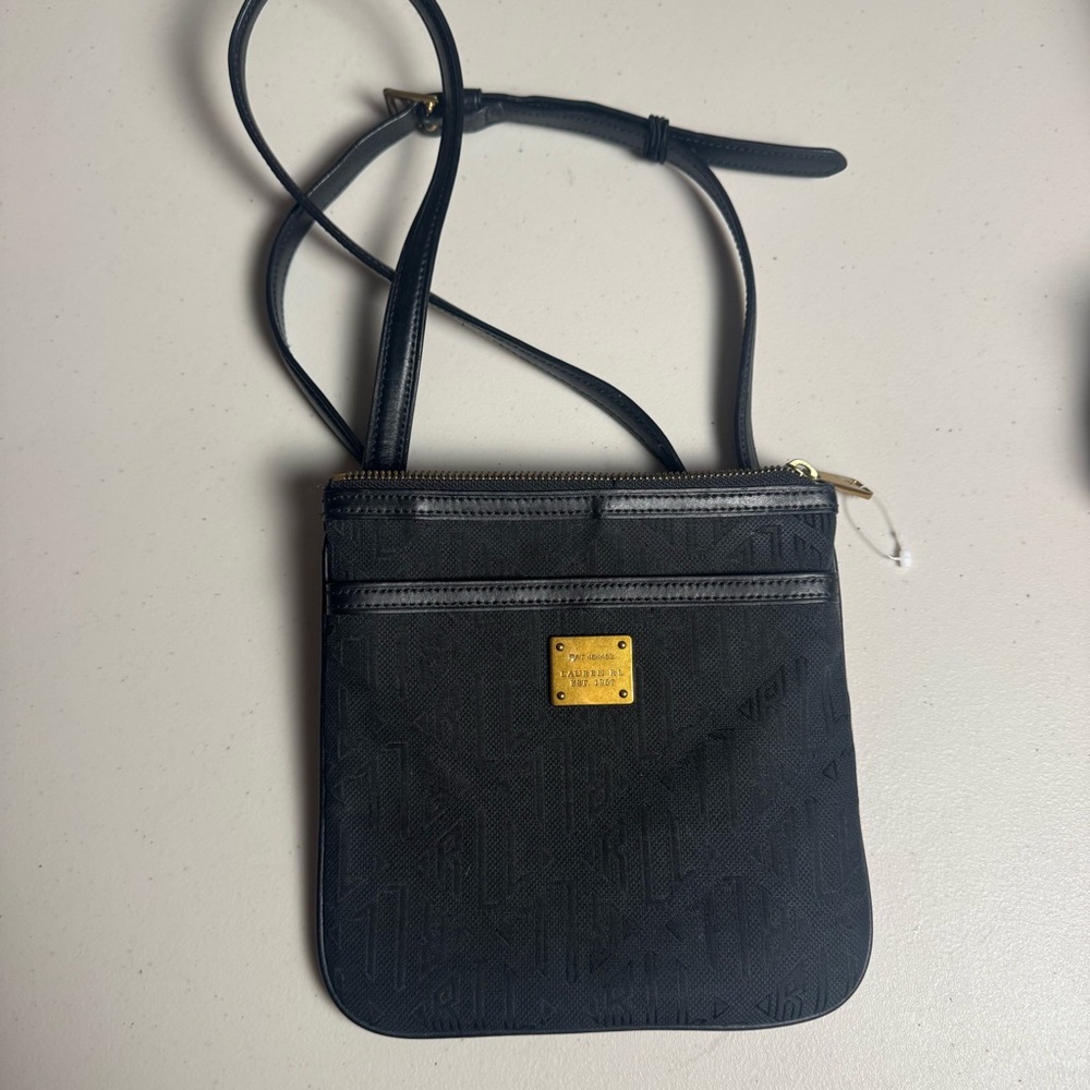 Lauren Ralph Lauren Vintage small Black Messenger Bag with Gold‎ Crossbody